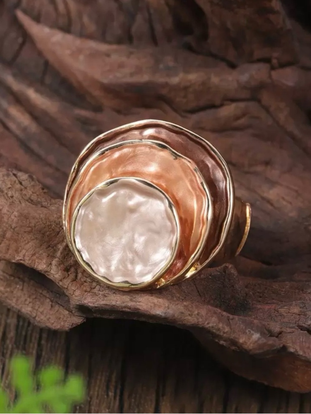 Pearl Accent Layered Ring in Rose Gold Tone